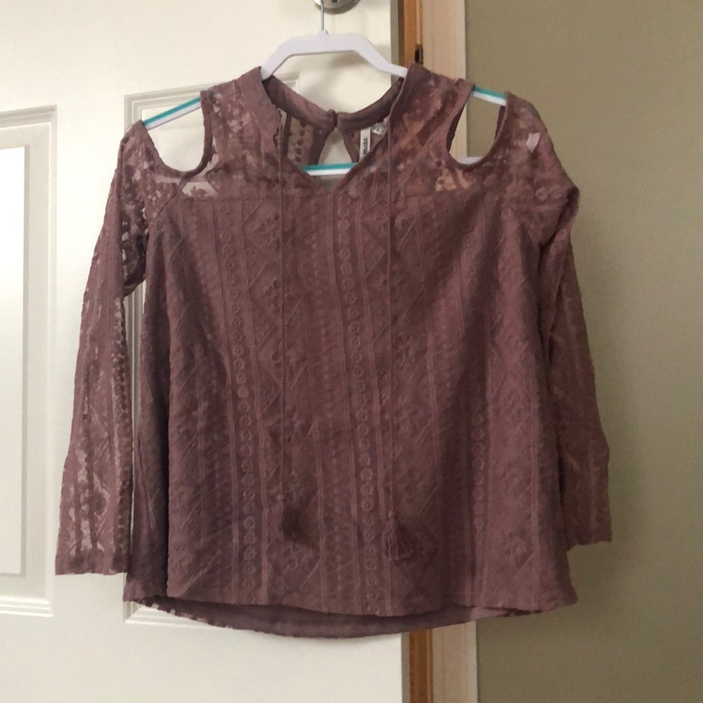 Muted pink cold shoulder long sleeve